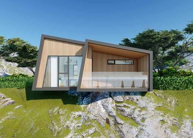 Szare drewniane zestawy luksusowych domów prefabrykowanych / Dupleksowe domy modułowe z łazienką